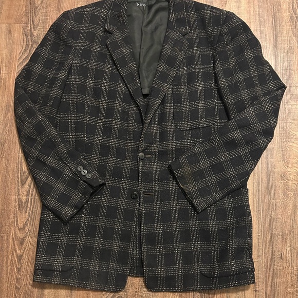 Fashion Tailored Black and Gray Checkered Blazer Authentic 1950s